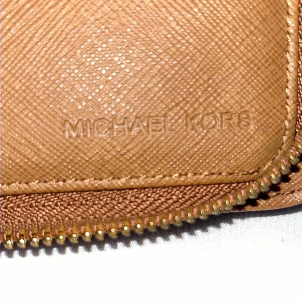 Michael Kors Dark Brown Wallet with Gold Hardware used good condition